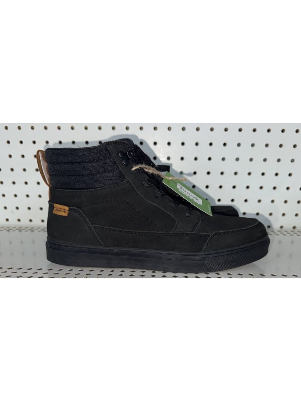 Sanuk Post Up Mens Leather Casual Lace Up Sneakerboots Boots Size 8 Black